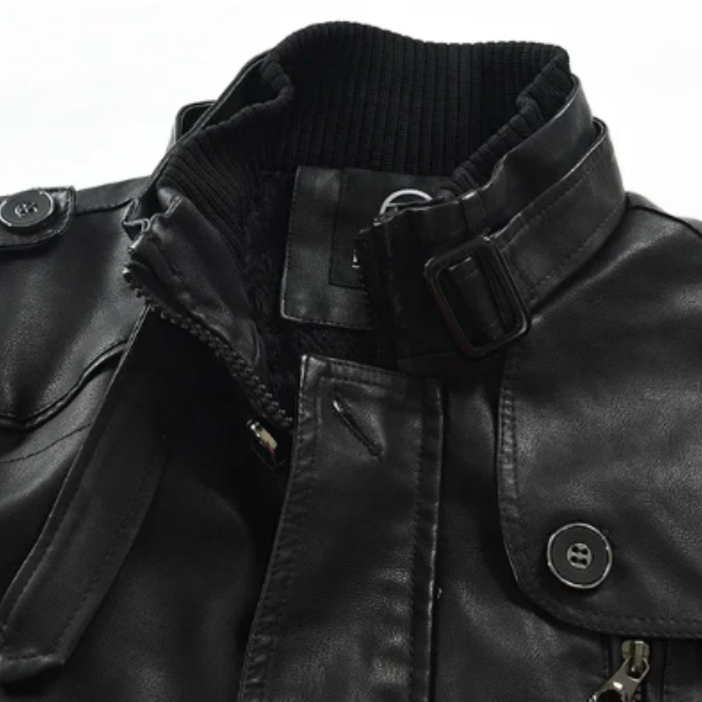 Matthias-Leon® | Elegante lange Motorradlederjacke