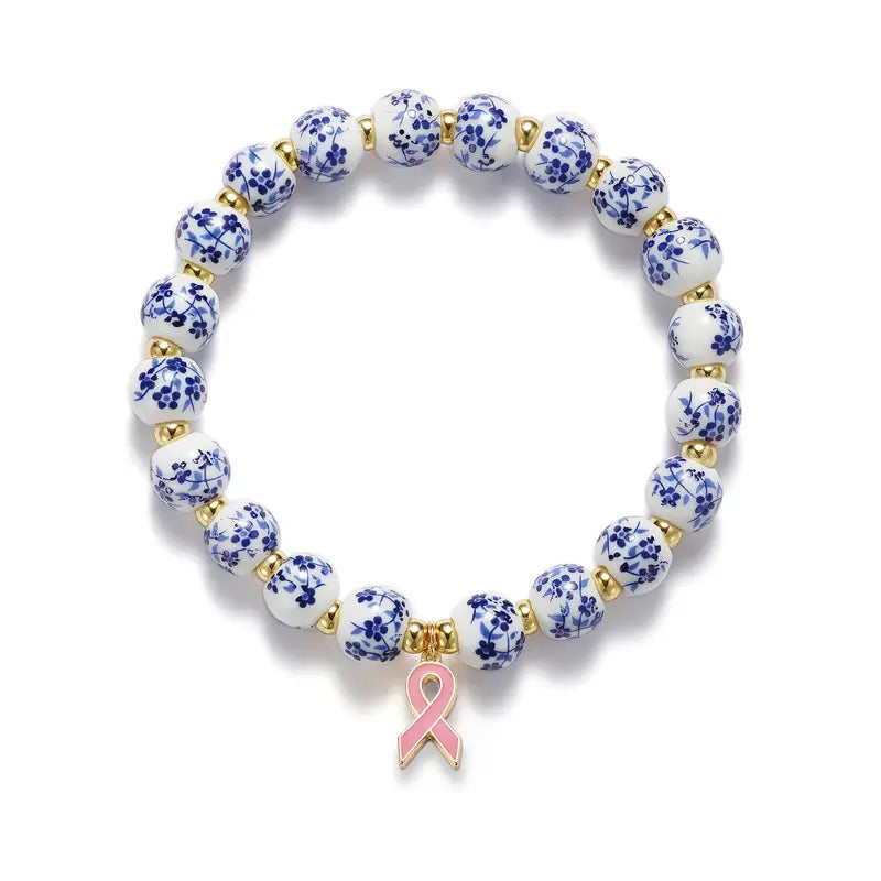 Pink Ribbon & Floral Bracelet | Unterstütze den Kampf gegen Brustkrebs (1+1 GRATIS)